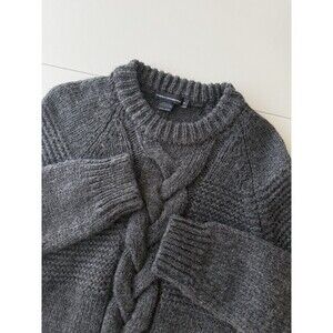 French Connection Sweater Women M Gray Alpaca Wool Cable Knit Mock Neck Warm